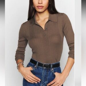 Reformation Hermia Regenerative Merino Polo in Clay